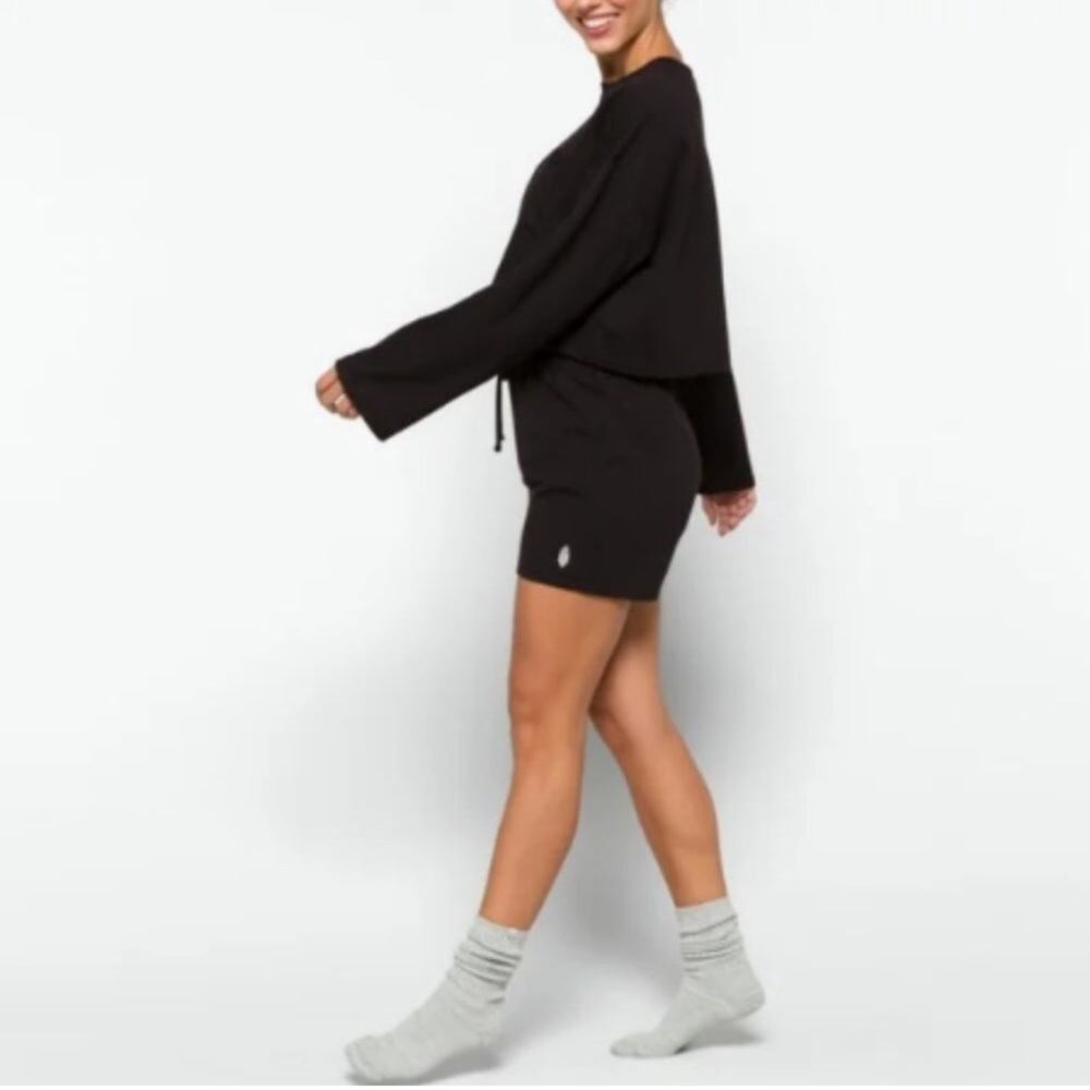 Free People 2 Piece Set, Sunny Set Athleisure Lounge Cropped Sweatshirt & Shorts - Picture 8 of 10